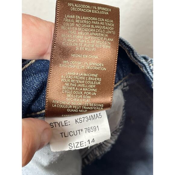 Kut from the Kloth Demin Jean Shorts Jorts Size 14 KS734MA5 Modest Distressed - Picture 5 of 5